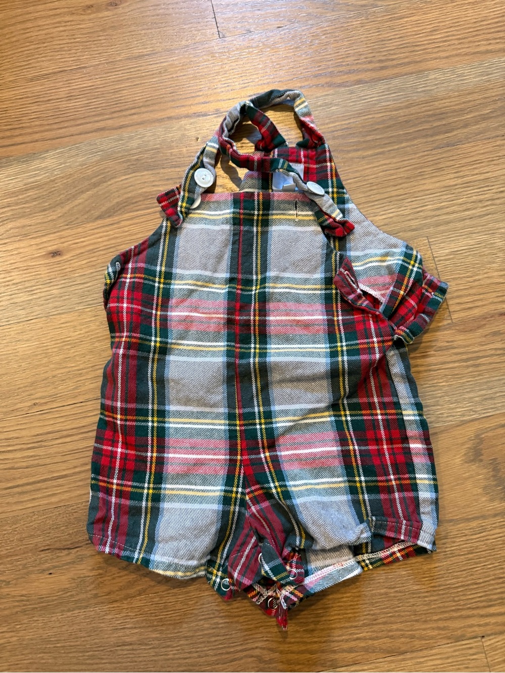 Plaid Baby Romper in Red, Green & Cream